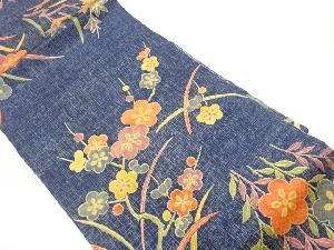 銀彩梅に草花模様名古屋帯